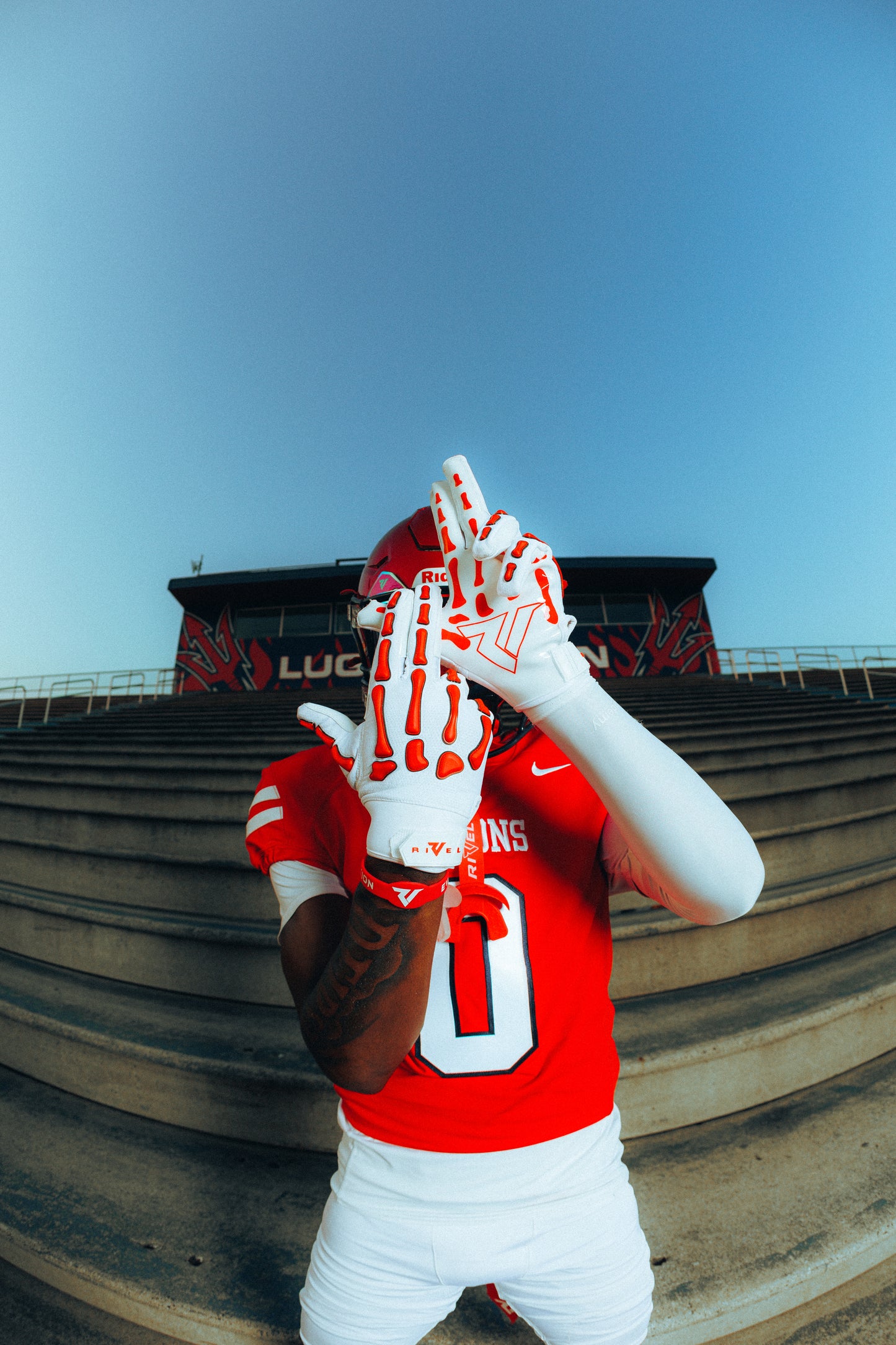 Reaper White Series Bones Football Gloves