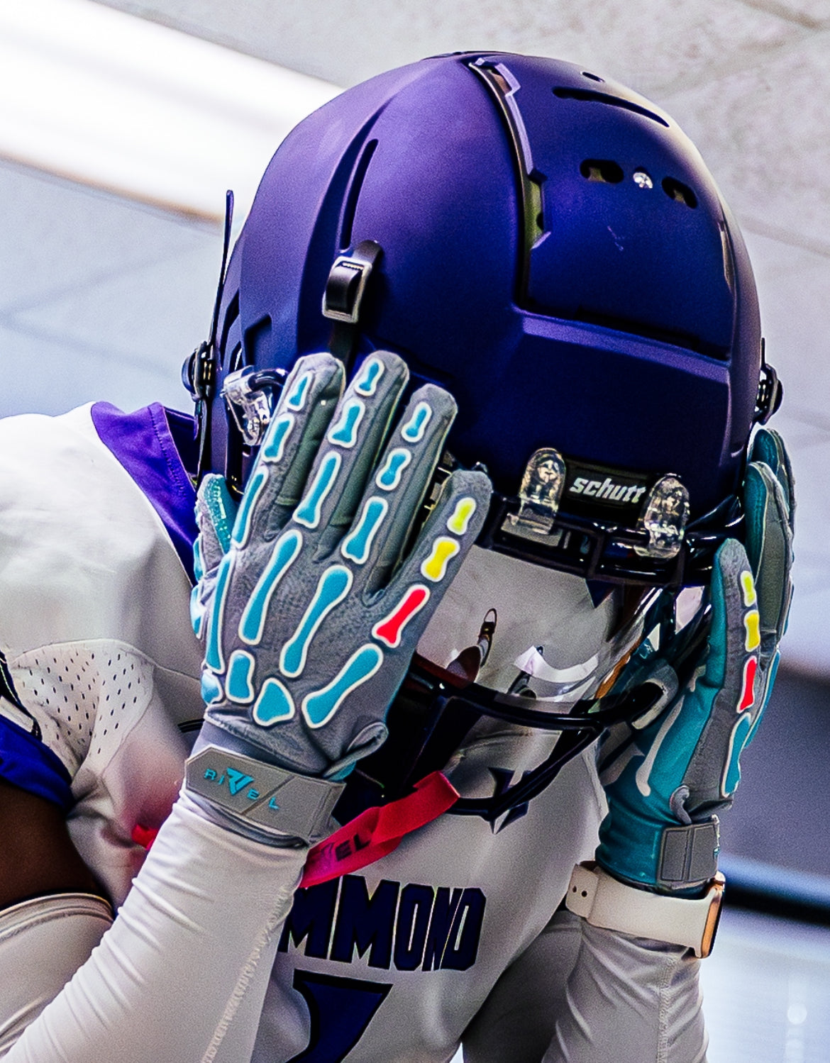 football gloves on helmet Reaper Future Bones Football Gloves