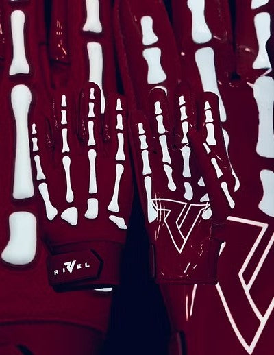 OG Reaper Bones Football Gloves (Black & White Bones)