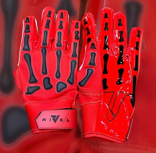 OG Reaper Bones Football Gloves (Black & White Bones)