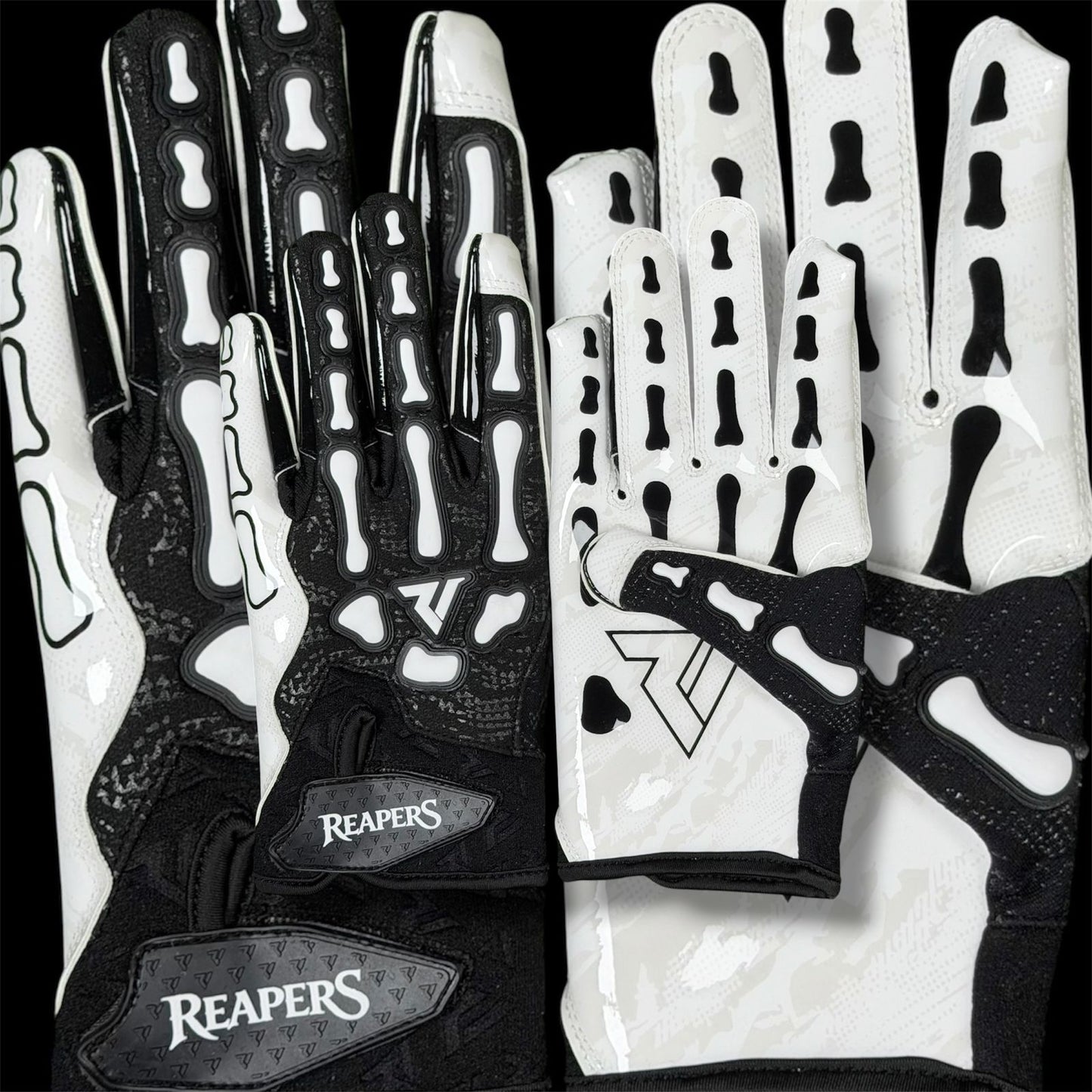 NEW OG Reaper Bones Football Gloves (Black & White Bones)