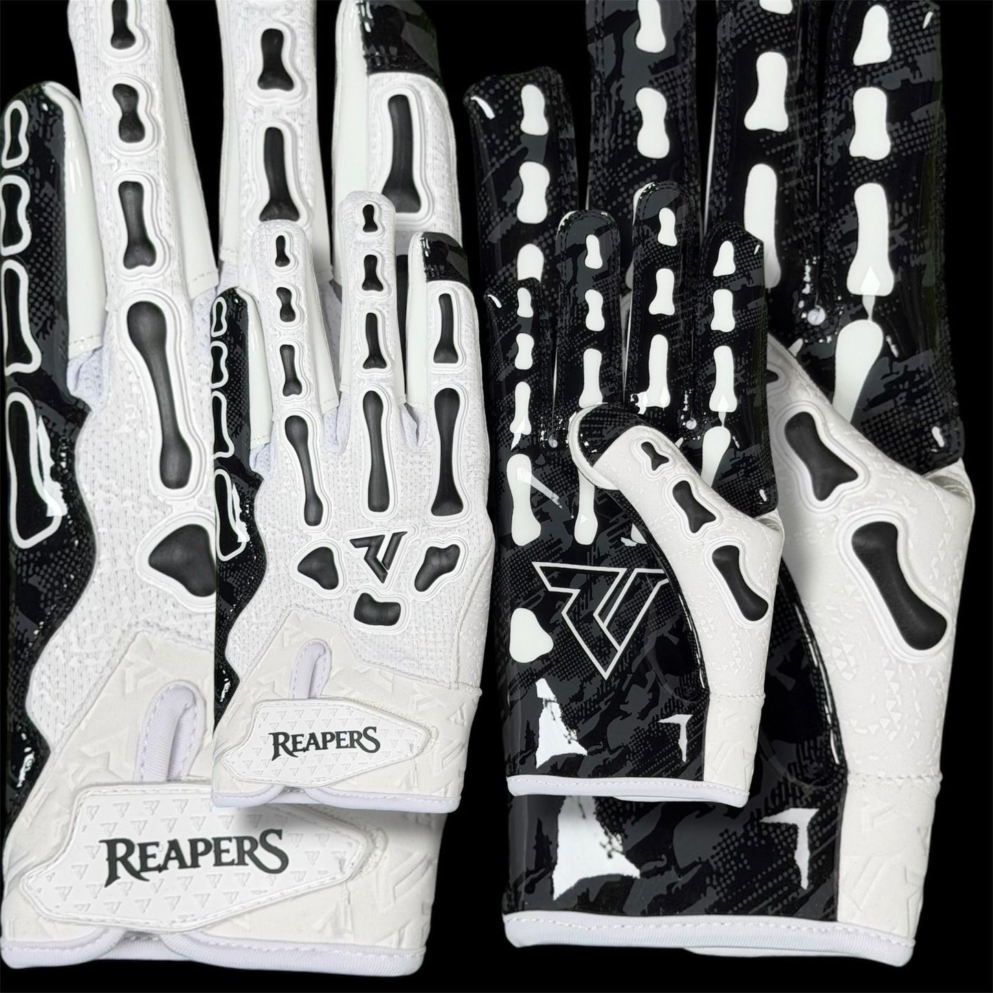 NEW OG Reaper Bones Football Gloves (Black & White Bones)