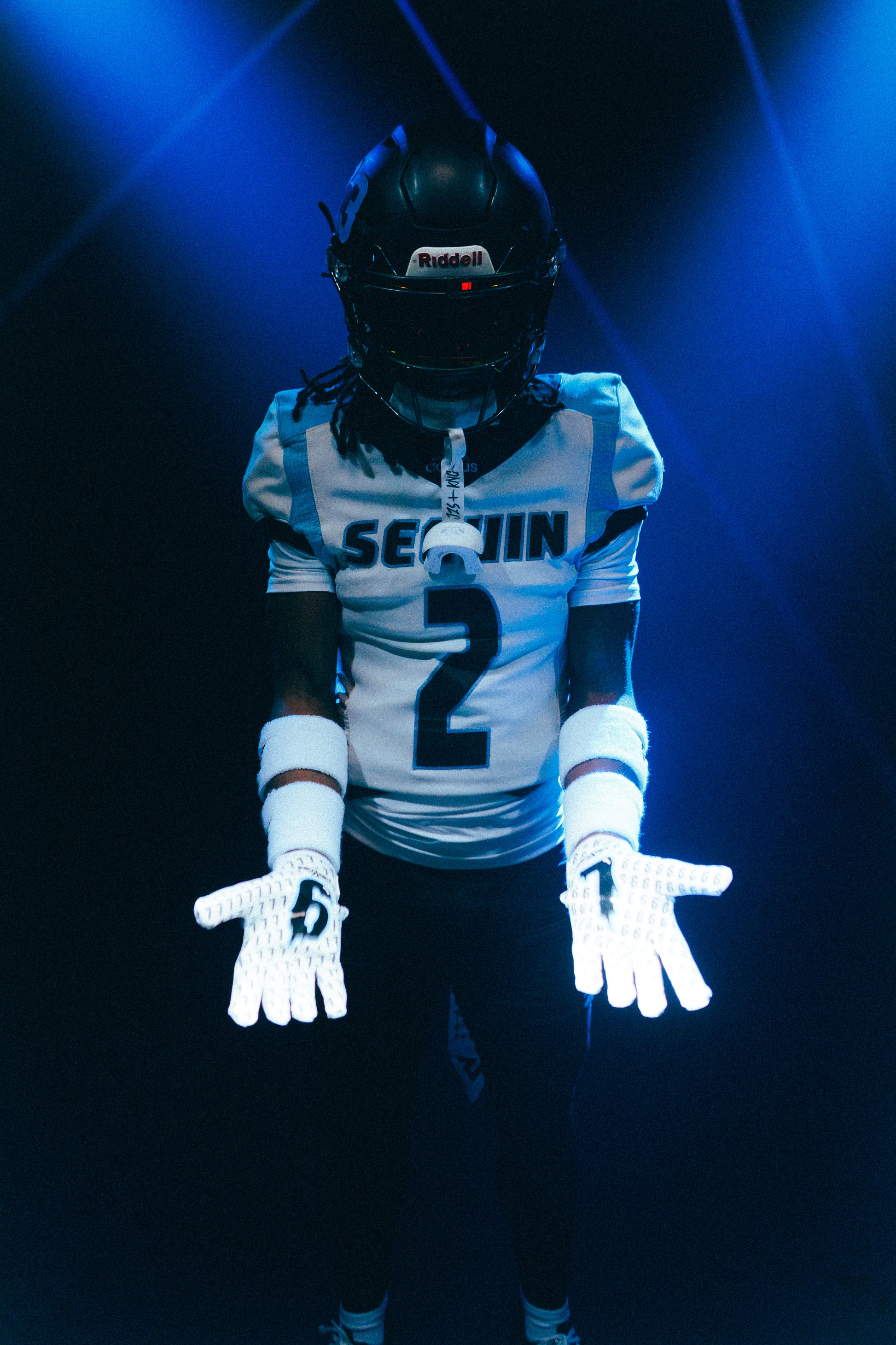 football gloves on helmet Reaper 67 football gloves